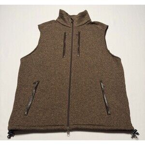Tom Beckbe Vest Mens Medium Brown Heathered Fleece Full Zip Outdoor Pockets